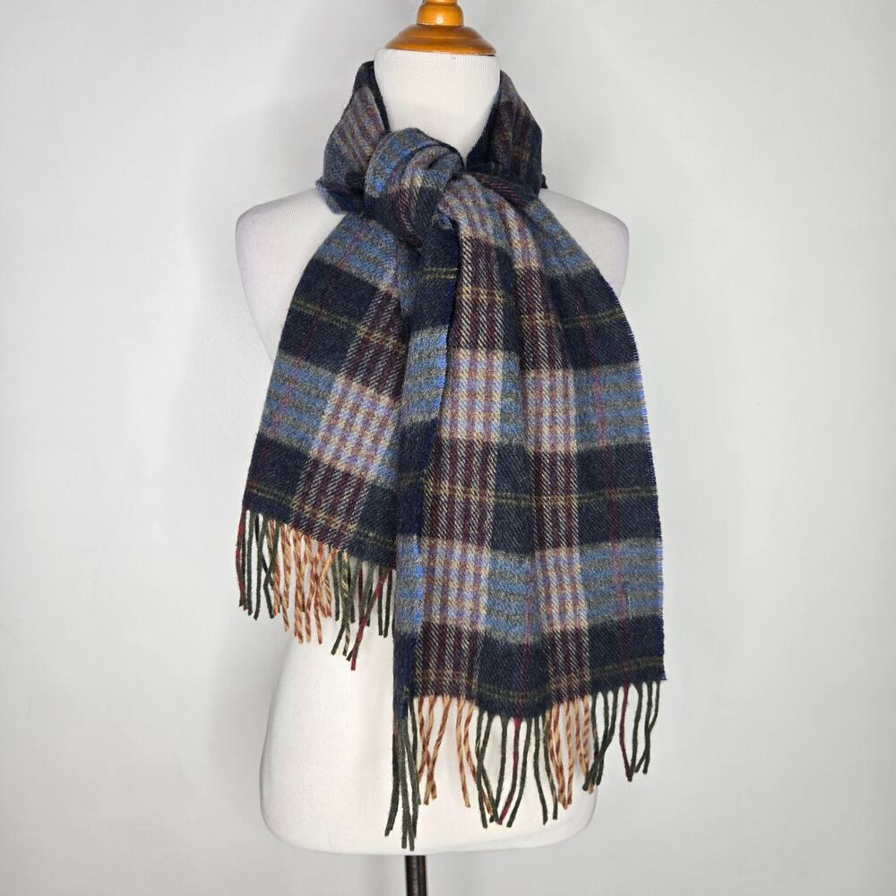 John Hanly Irish Wool Scarf Lambswool Plaid Winter Business Classic 12" x 60"